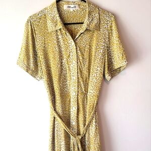 Diane Von Furstenberg Jett Coquette Green Leopard Dress Size L